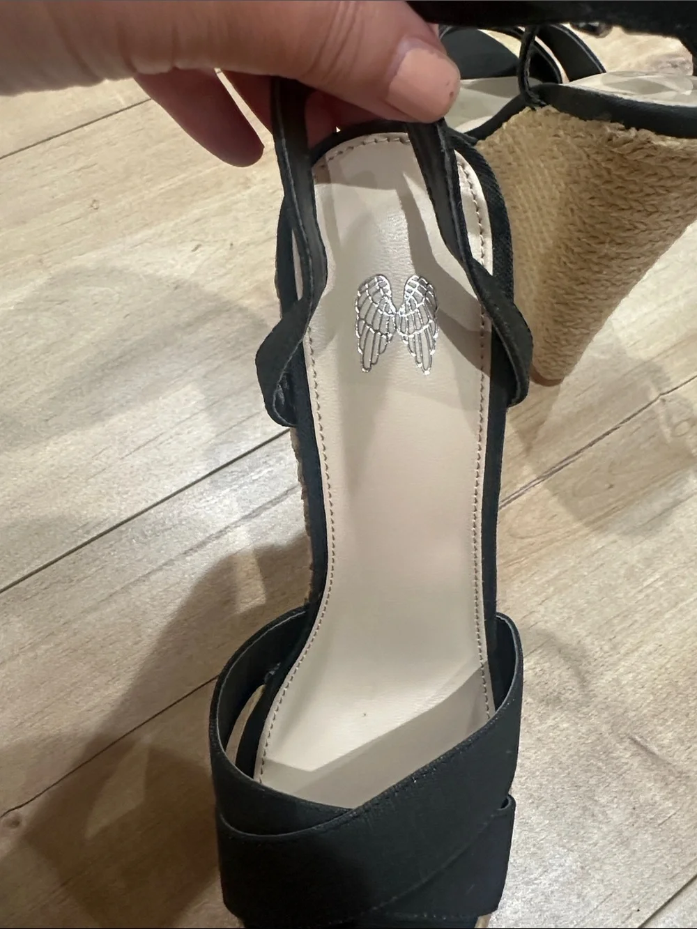 Women’s Black Wedge Sandals with Ankle Strap